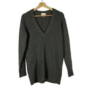 Aritzia Wilfred Dark Gray V-Neck Merino Wool Pullover Sweater XXS